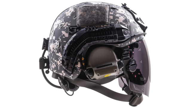 modern military helmet equipped with latest technologies isolated on solid transparent background, helmet cut out 