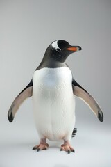 photograph features a penguin. The image showcases hyperrealistic details, sharp focus, and professional color grading. Against a clear background