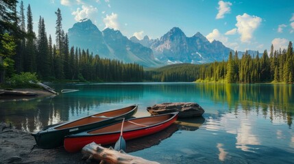 Lake in the mountains. Landscape nature illustration generated by ai