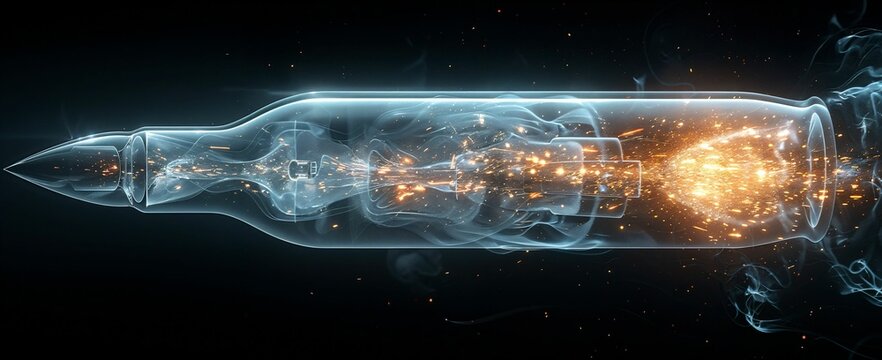 Forensic X-ray of a bullet wound, clear entry and exit points, high detail