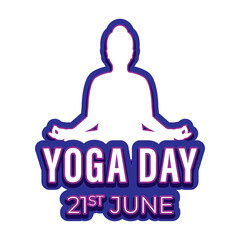 Vector illustration of International Day of Yoga sticker on transparent background