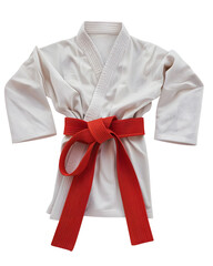 White kimono with red belt top view isolated on white background