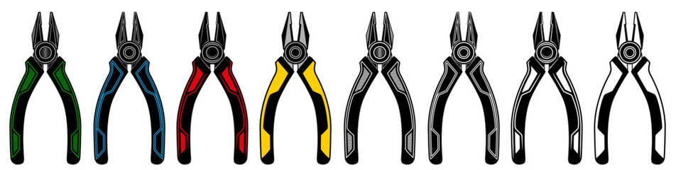 set vector cutting pliers icon. Construction tools symbol design illustration