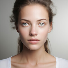 Obraz premium frau, schönheit, gesicht, haut, leitbild, auge, clean, hautpflege, pflege, gestalten, haar, frisch, anschauen, auflösungszeichen, kurort, gesundheit, make-up, close up, körper, make-up, glamour, sinnl