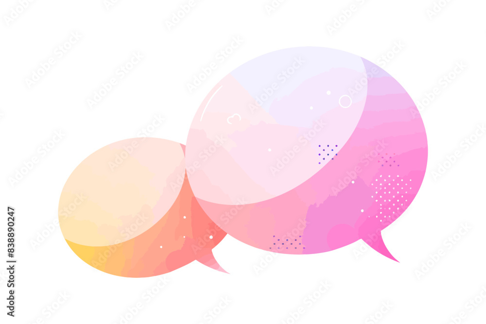 Wall mural two overlapping speech bubbles in pastel colors, with a modern and minimalist design. flat vector il