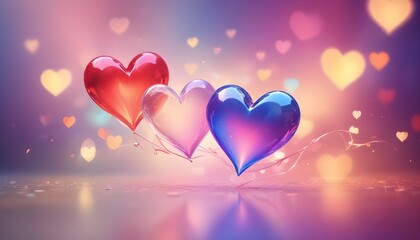 Enchanting Atmosphere - Shiny Hearts on Abstract Blurred Backdrop 