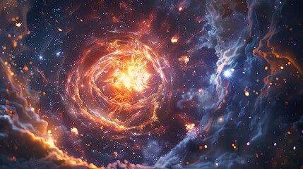 Obraz premium Brilliantly detailed supernova aftermath with expanding nebula, deep space marvel