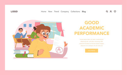Good academic performance. Flat vector illustration