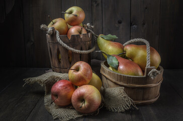 Ripe autumn apples and other fruits