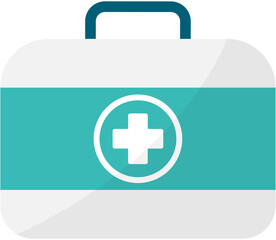 Obraz premium Flat illustration of first aid kit box isolated on white background.