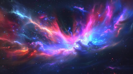 Fototapeta premium A starry night sky filled with a nebula and a distant galaxy