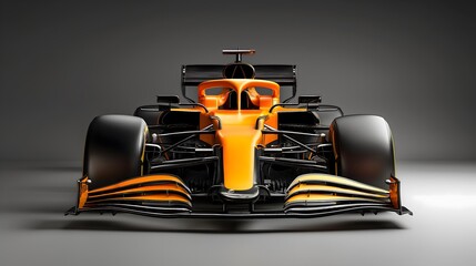 Orange formula one car in studio