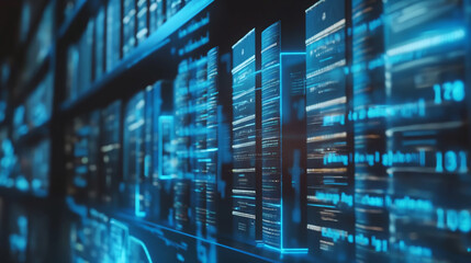 Obraz premium Data Streams in a High-Tech Digital Library