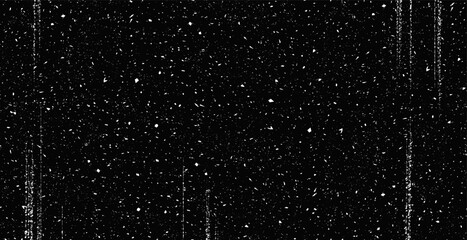 Vintage patern subtle white grunge speckle on black background. Distress grain abstract texture with grungy splash dirty pattern. Backdrop with specks, grit, scratches, rough sand effect  