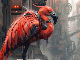 Obraz premium Illustration design of a pink flamingo. Ai Generate.