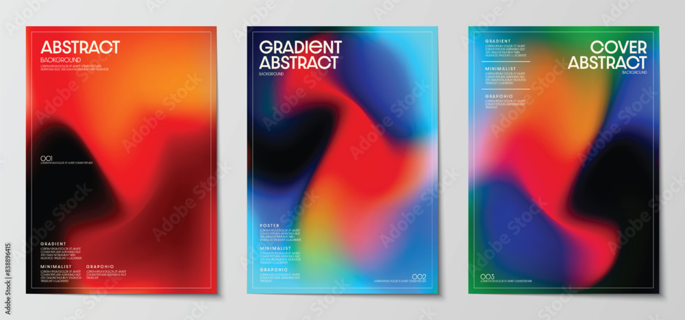 Poster gradient blurred backgrounds set modern abstract colorful patterns graphic. design template collecti
