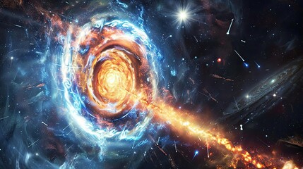 Quasar creating shockwaves in space, stunning cosmic display