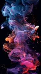 Fototapeta premium Colorful Liquid with Undulations and Swirls. Black Smooth Background.
