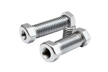 Dancing Steel: A Duo of Screws on a White or Clear Surface PNG Transparent Background.