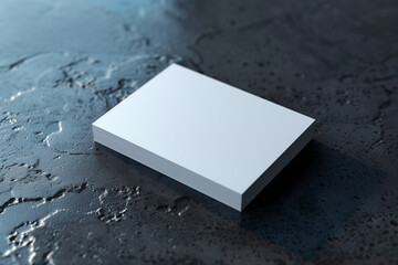 Stack of blank white business cards, dark background, business card mockup