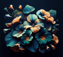 An image of abstract Nasturtium flowers and leaves