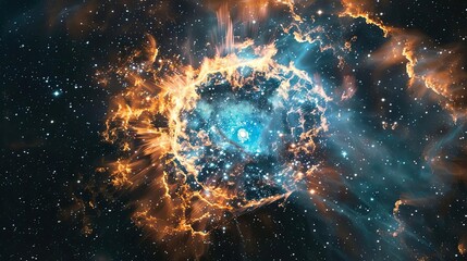 Stunning depiction of a supernova remnant with intricate gas clouds, celestial art