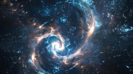 Obraz premium Stunning visualization of a wormhole connecting two distant galaxies, cosmic shortcut