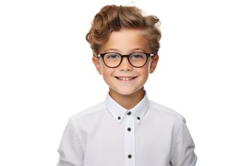The Visionary Boy in White on a White or Clear Surface PNG Transparent Background.