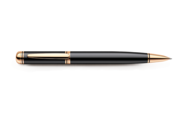 The Midnight Elegance: A Black and Gold Pen on a White or Clear Surface PNG Transparent Background.