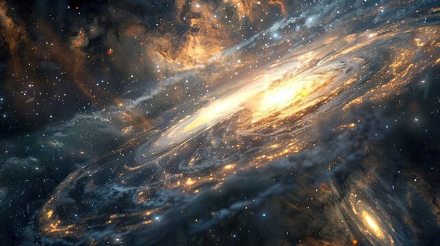 Visualization of dark matter influencing galaxy formation, celestial phenomenon