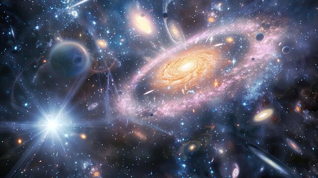 Visualization of dark matter influencing galaxy formation, celestial phenomenon