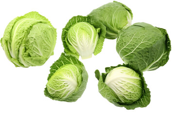 Fototapeta premium The Ghostly Cabbages Dance Under the Moonlight on a White or Clear Surface PNG Transparent Background.