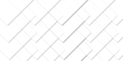 Abstract white background with diamond and square shapes layered in modern abstract pattern design, White color technology concept geometric line vector background.	