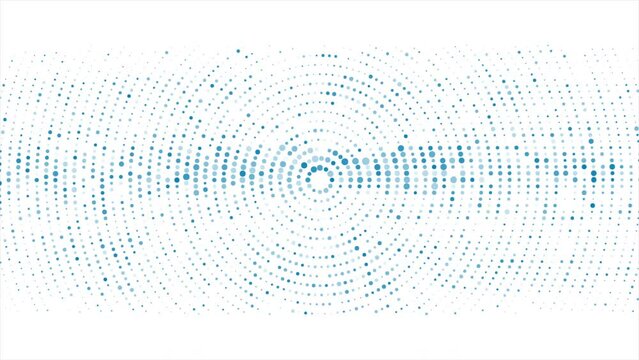 Futuristic minimal tech light blue halftones dotted circles abstract background. Seamless looping geometric motion design. Video animation Ultra HD 4K 3840x2160