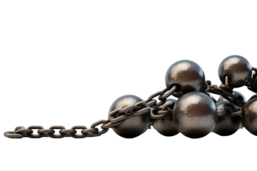 Captivated Chaos: Chains and Balls Dance on a White or Clear Surface PNG Transparent Background.