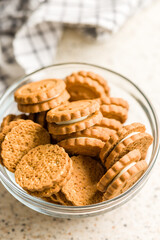 A Bowl of Cream-Filled Cookies Ready to Eat