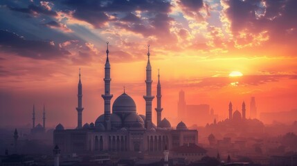 Obraz premium Eid Al - Adha background illusrtation generated by ai