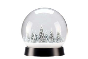 Enchanted Forest Snow Globe on a White or Clear Surface PNG Transparent Background.