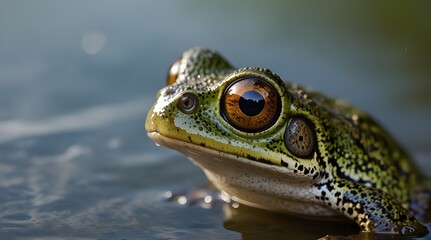 Fototapeta premium A frog with big eyes on the water.generative.ai 