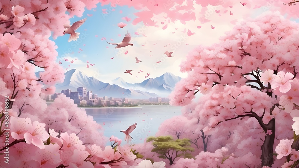 Poster transport yourself to a world of springtime wonder with this mesmerizing background featuring soft p