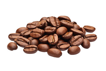 Symphony of Aromas: A Tower of Coffee Beans on a White or Clear Surface PNG Transparent Background.