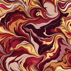 Seamless pattern of fluid marble patterns in shades of burgundy and rose gold for a romantic touch, Generative AI