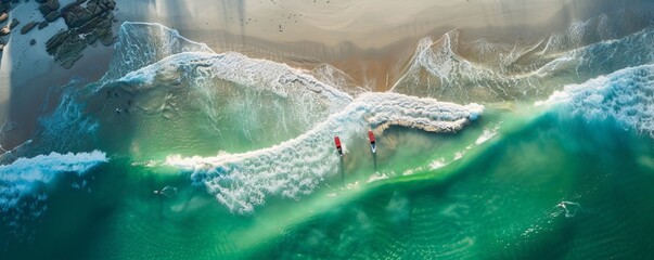 Aerial view of kiteboarding in Paternoster Beach, Western Cape, South Africa.