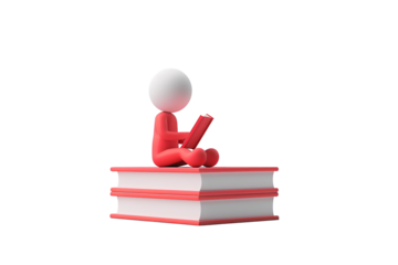 a cartoon character sitting on a book