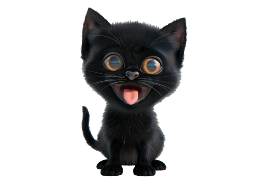 a black cat with orange eyes