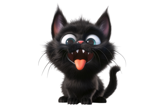 a cartoon cat with its mouth open