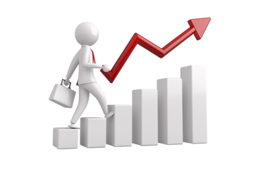 a man walking up a graph