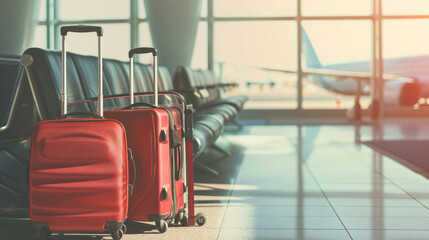 Fototapeta premium Organizing Business Trips and Holiday Flights with Luggage at Airport