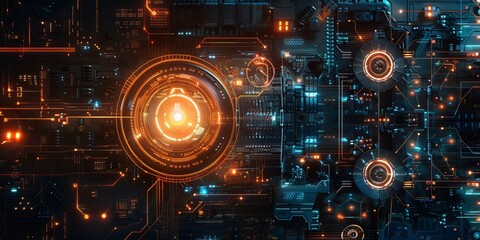 Multicolored Technological Wallpaper with Innovative, Science Fiction Hardware.