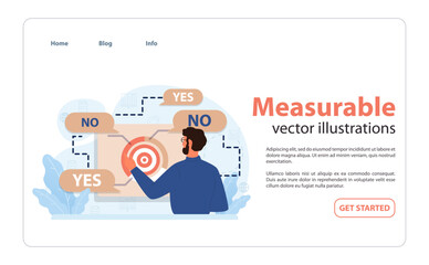 Measurable outcomes visualized. Flat vector illustration